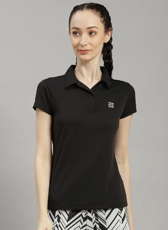 Long Sleeve Women T Shirt for Cooler WeatherWomen Black Solid T-Shirt