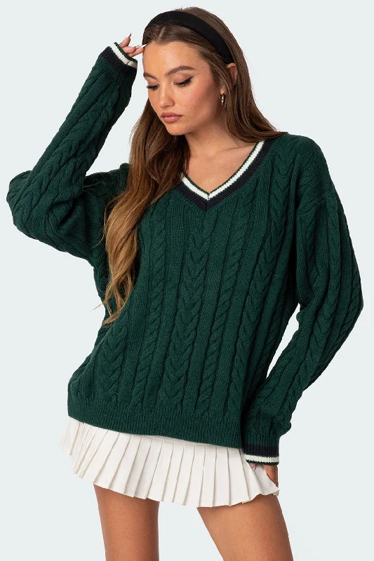 Split - Hem Women's Linen Blend Sweaters for SpringAmoret Cable Knit Sweater