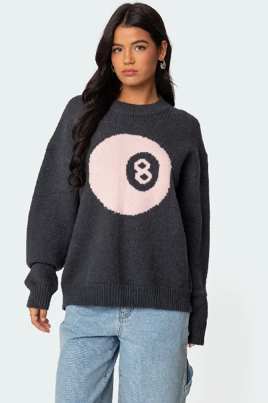 V - Neck Women's Ribbed Wool Sweaters for FallMagic 8 Oversized Chunky Knit Sweater