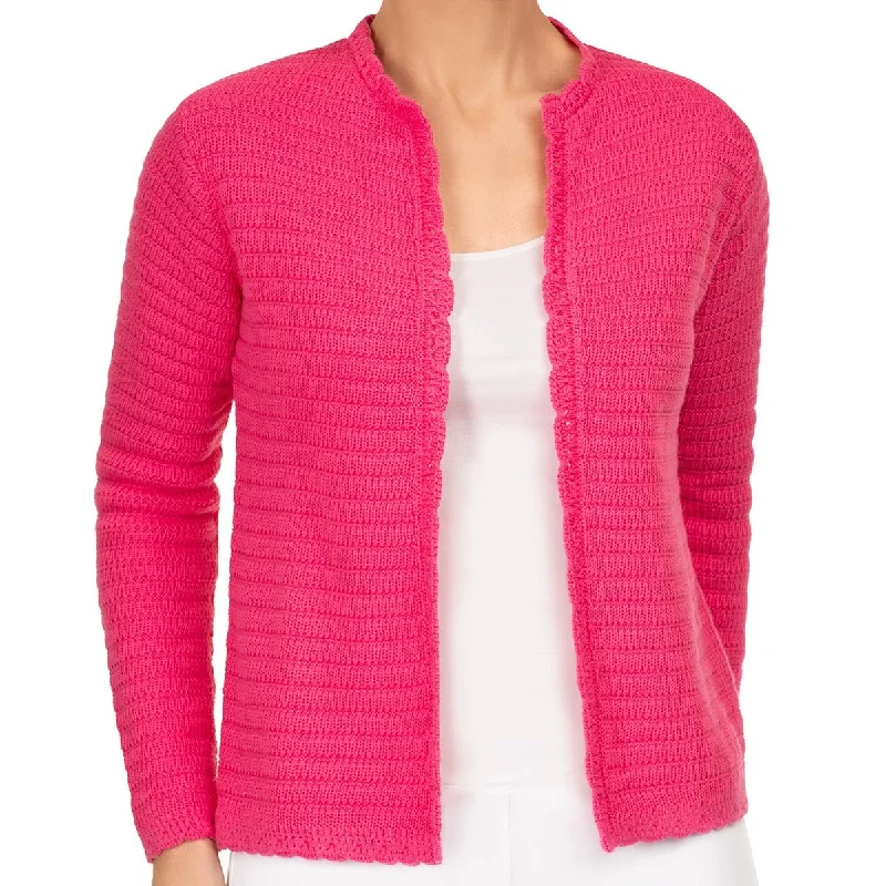 oversized women cardigan for a trendy and cozy lookScallop Edge Cardigan in Passion Pink oversized women cardigan for a trendy and cozy lookScallop Edge Cardigan in Passion Pink