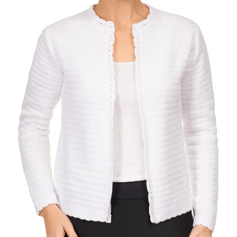 button down women cardigan with vintage buttonsScallop Edge Cardigan in White