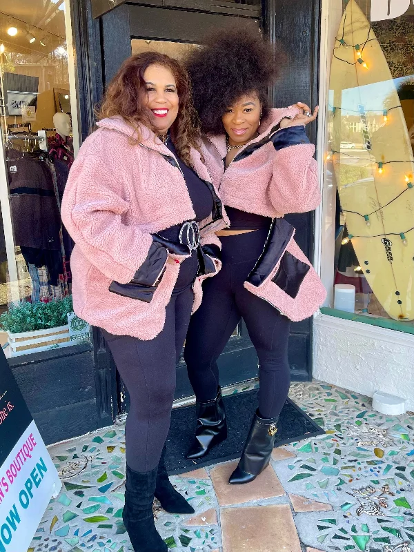 Plus Size Women's Side - Slit Sweaters in Bold SolidsSherpa coat