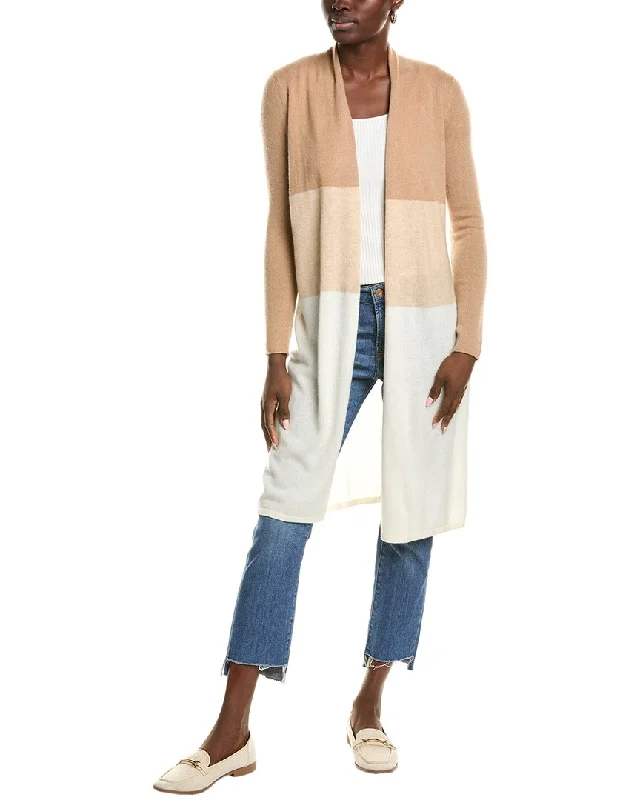 cropped women cardigan to pair with high - waisted jeanssofiacashmere Colorblocked Drape Cashmere Cardigan cropped women cardigan to pair with high - waisted jeanssofiacashmere Colorblocked Drape Cashmere Cardigan