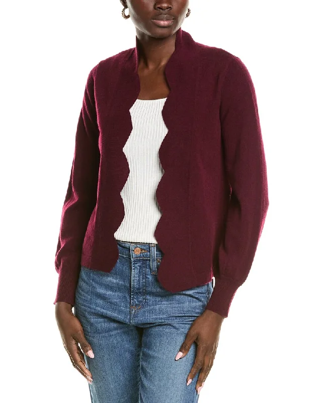 v neck women cardigan to elongate the necklinesofiacashmere Scallop Edge Cashmere Cardigan v neck women cardigan to elongate the necklinesofiacashmere Scallop Edge Cashmere Cardigan