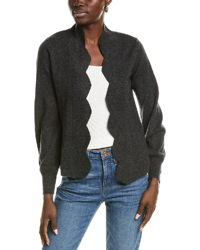 sequin embellished women cardigan for special occasionssofiacashmere Scallop Edge Cashmere Cardigan sequin embellished women cardigan for special occasionssofiacashmere Scallop Edge Cashmere Cardigan