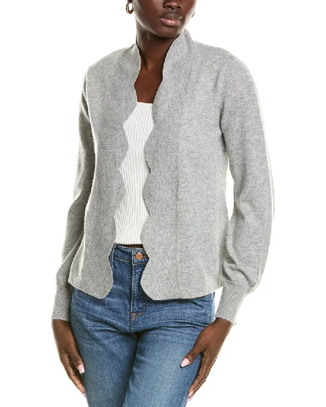 lightweight women cardigan for spring and fallsofiacashmere Scallop Edge Cashmere Cardigan lightweight women cardigan for spring and fallsofiacashmere Scallop Edge Cashmere Cardigan