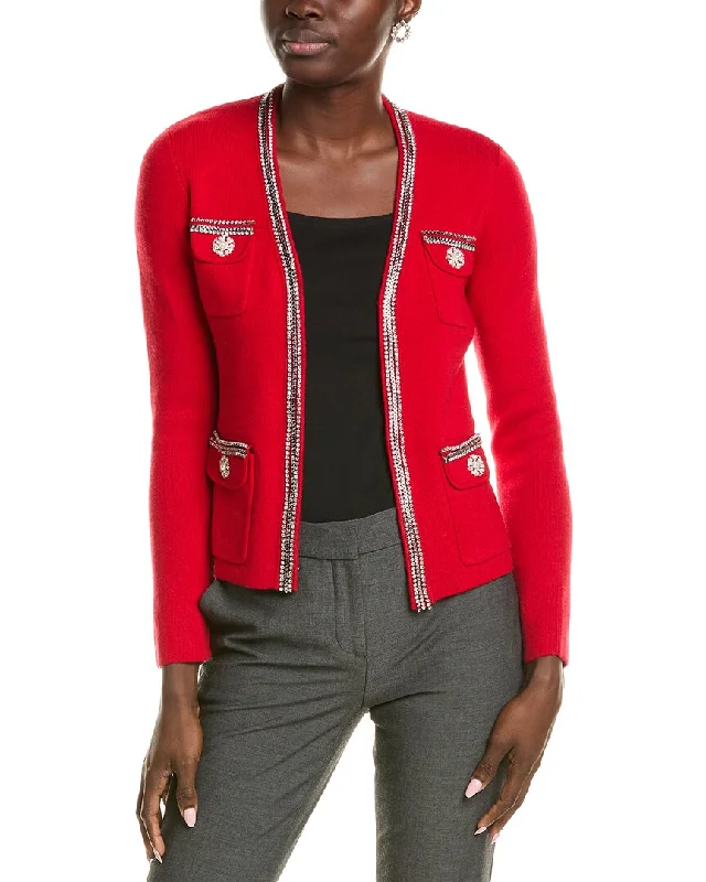 long length women cardigan with side slitssofiacashmere Wool-Blend Cardigan