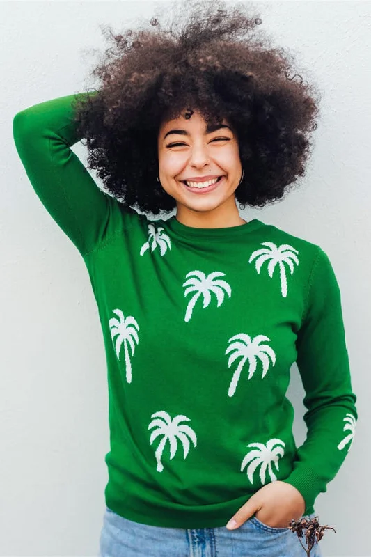 V - Neck Women's Ribbed Wool Sweaters for FallSugarhill Brighton Green Palms Rita Jumper V - Neck Women's Ribbed Wool Sweaters for FallSugarhill Brighton Green Palms Rita Jumper
