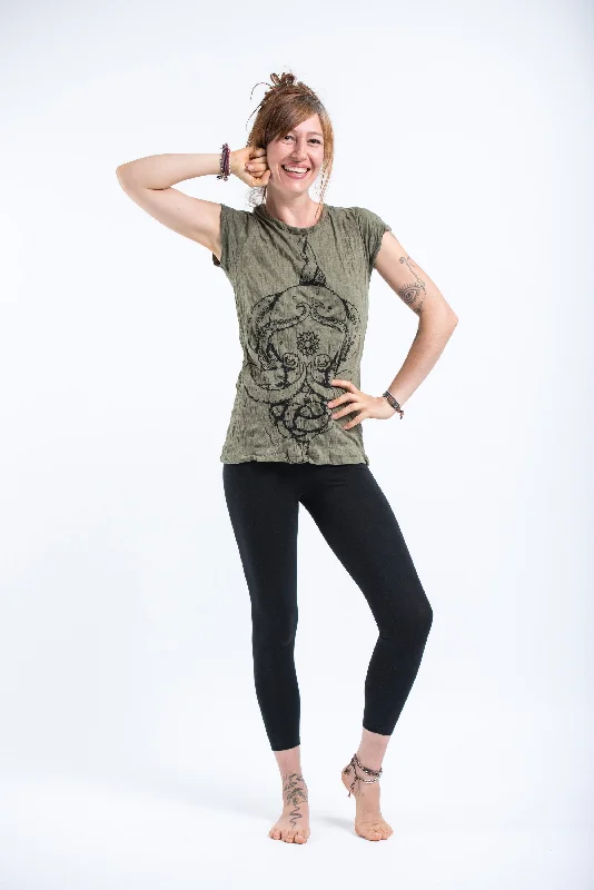 Muscle Women T Shirt for a Sporty and Casual LookWomens Octopus Mandala T-Shirt in Green Muscle Women T Shirt for a Sporty and Casual LookWomens Octopus Mandala T-Shirt in Green