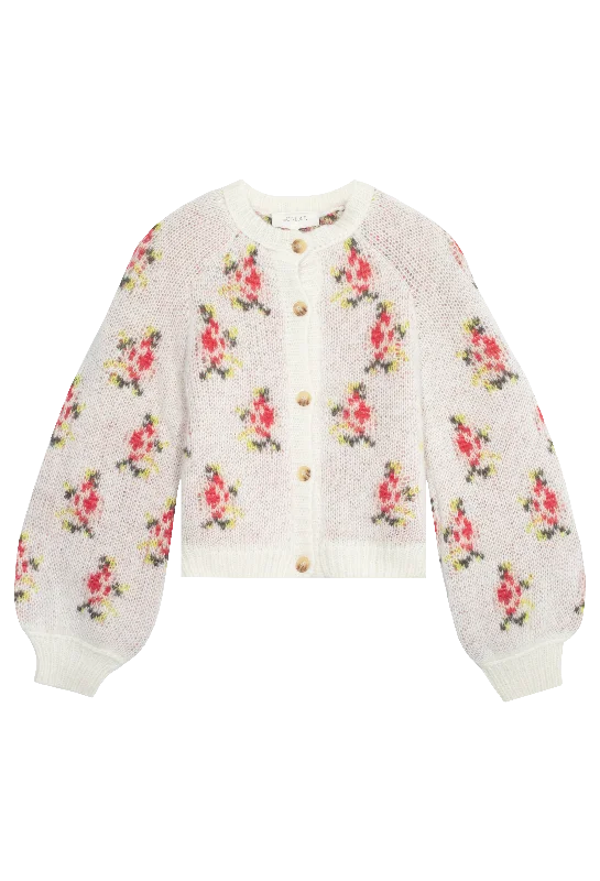 hand knitted women cardigan with artisanal charmThe Carousel Cardigan
