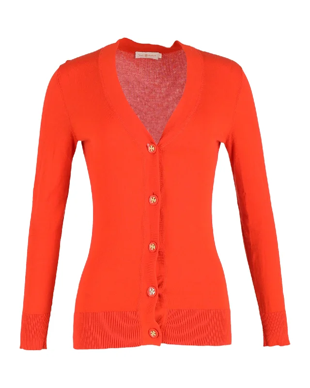 color block women cardigan with bold huesTory Burch Simone Cardigan in Orange Cotton color block women cardigan with bold huesTory Burch Simone Cardigan in Orange Cotton