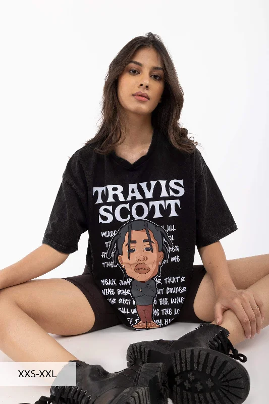 Sleeveless Women T Shirt for Summer ComfortTravis Scott Faded Oversized T-shirt