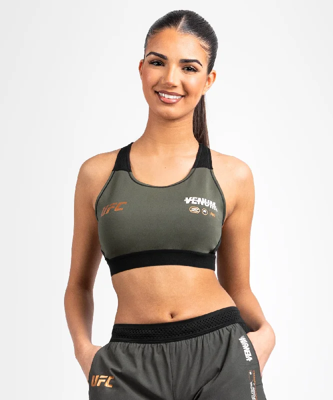 Muscle Women T Shirt for a Sporty and Casual LookUFC Adrenaline by Venum Fight Week Women’s Sports Bra - Khaki/Bronze Muscle Women T Shirt for a Sporty and Casual LookUFC Adrenaline by Venum Fight Week Women’s Sports Bra - Khaki/Bronze