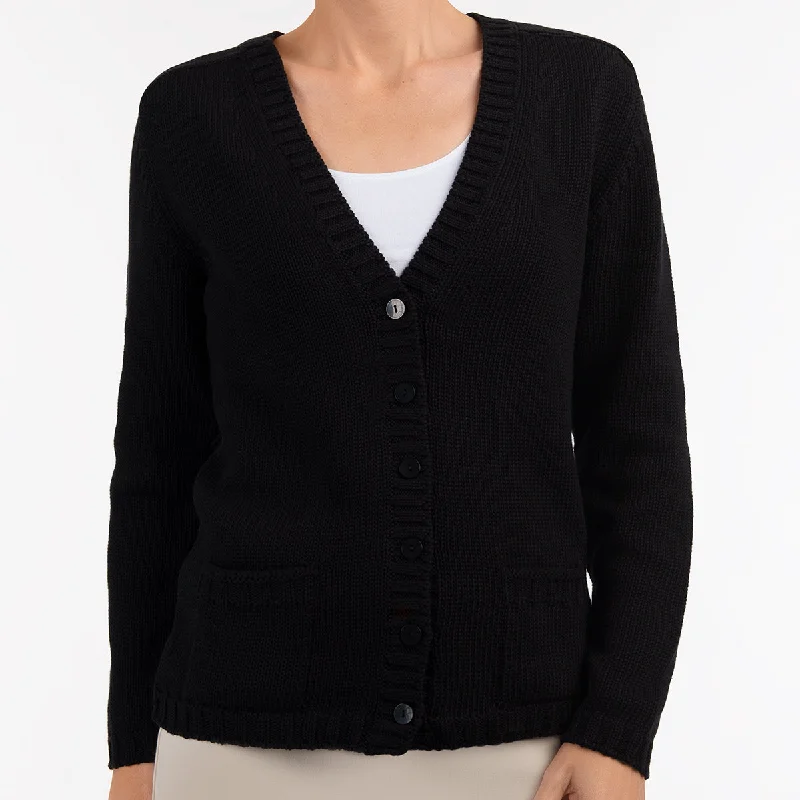 cropped women cardigan to pair with high - waisted jeansVarsity Cardigan in Black