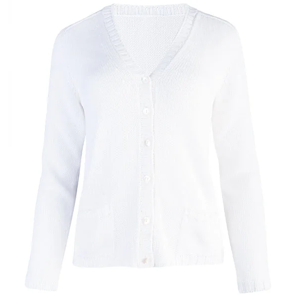 lightweight women cardigan for spring and fallVarsity Cardigan in White