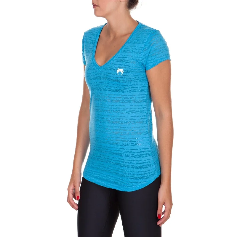Embroidered Women T Shirt with Intricate DetailsVenum Essential V Neck T-Shirt - Blue Embroidered Women T Shirt with Intricate DetailsVenum Essential V Neck T-Shirt - Blue