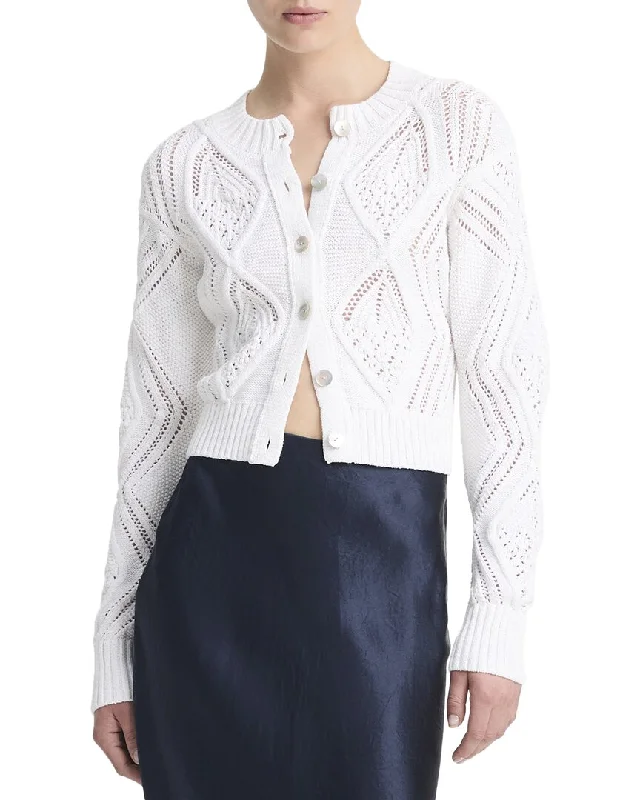 boyfriend style women cardigan for a relaxed fitVince Diamond Cable Cardigan