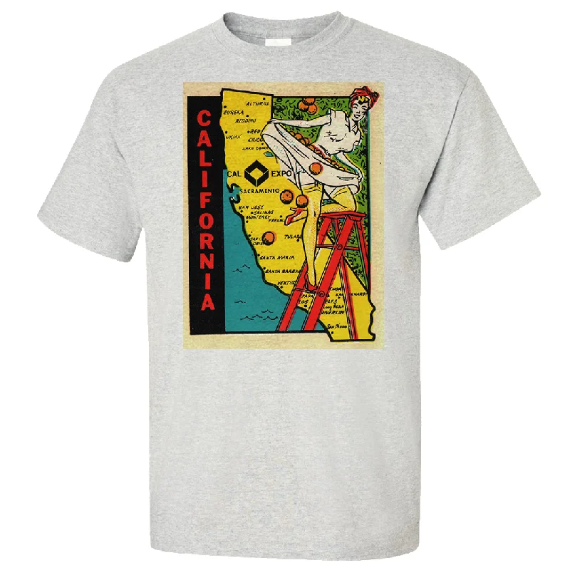 Pocketed Women T Shirt for Added FunctionalityVintage Sticker California Cal Expo Asst Colors T-shirt/tee Pocketed Women T Shirt for Added FunctionalityVintage Sticker California Cal Expo Asst Colors T-shirt/tee