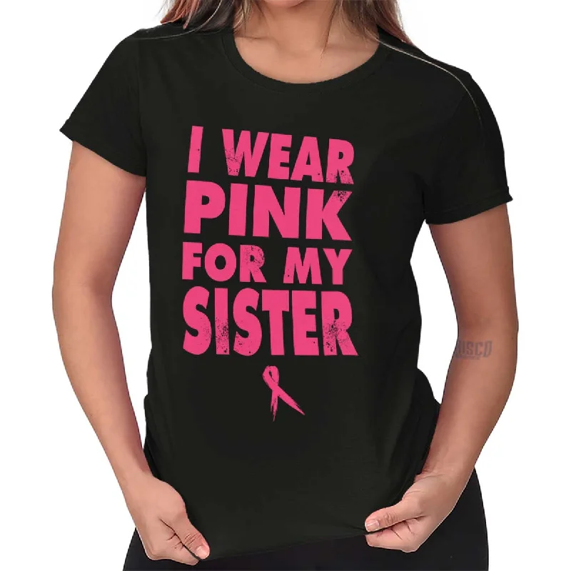 Distressed Women T Shirt with a Laid - Back AestheticWear Pink For My Sister Ladies T Shirt Distressed Women T Shirt with a Laid - Back AestheticWear Pink For My Sister Ladies T Shirt