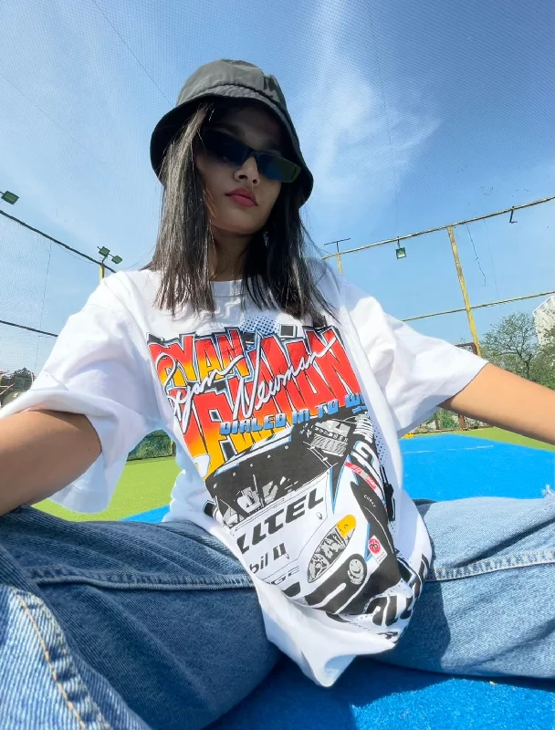 Sheer Women T Shirt for a Stylish and Alluring LookWhite Motorsport Oversized T-Shirt Sheer Women T Shirt for a Stylish and Alluring LookWhite Motorsport Oversized T-Shirt
