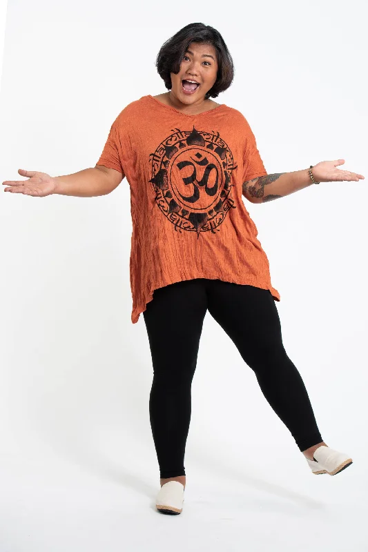 Organic Cotton Women T Shirt for Eco - Conscious WearersWomens Infinitee Om Loose V Neck T-Shirt in Orange Organic Cotton Women T Shirt for Eco - Conscious WearersWomens Infinitee Om Loose V Neck T-Shirt in Orange