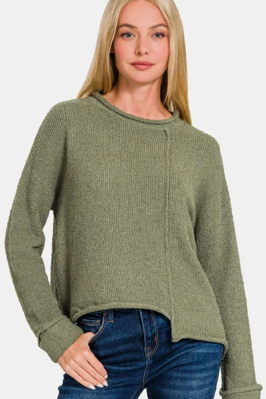 Sleeveless Women's Silk - Trimmed Sweaters for SummerZenana Asymmetric Hem Drop Shoulder Sweater Sleeveless Women's Silk - Trimmed Sweaters for SummerZenana Asymmetric Hem Drop Shoulder Sweater
