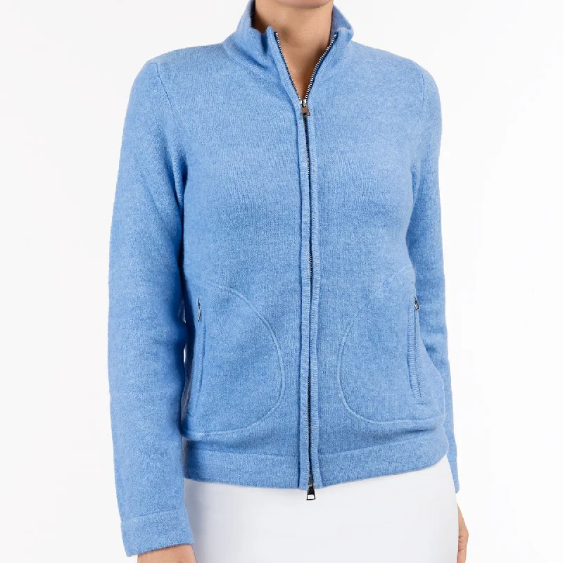 hooded women cardigan for added warmth and styleZip Cardigan in French Blue