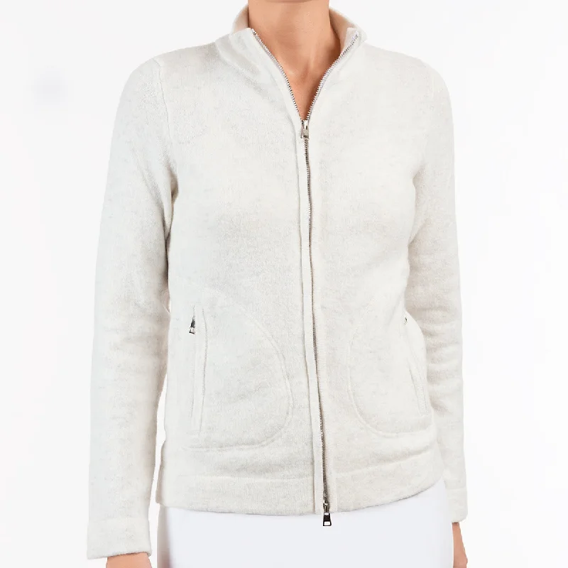 button down women cardigan with vintage buttonsZip Cardigan in White