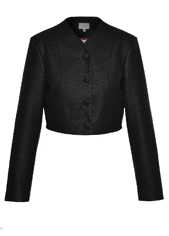 Oversized Women's Checkered Blazers in Black and White for a Trendy StyleVEGAN LEATHER SPY CROPPED BLAZER Oversized Women's Checkered Blazers in Black and White for a Trendy StyleVEGAN LEATHER SPY CROPPED BLAZER