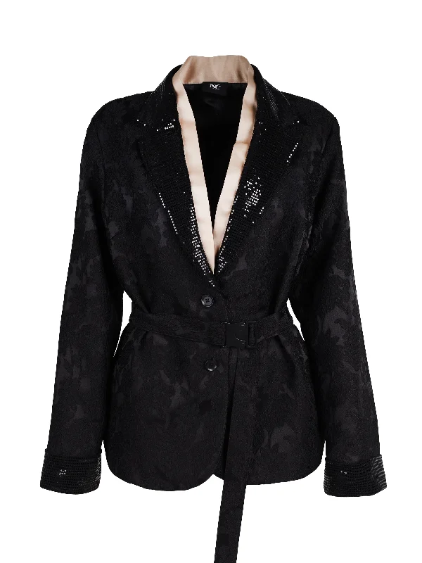 Single - Breasted Women's Linen Blend Blazers in Earth Tones for Casual WearXINYAN blazer - Black Single - Breasted Women's Linen Blend Blazers in Earth Tones for Casual WearXINYAN blazer - Black