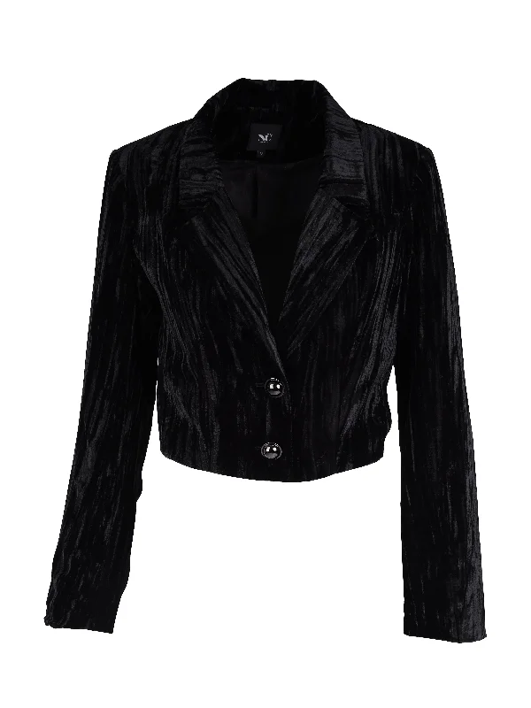 Double - Breasted Women's Polyester Blazers in Bright Colors for a Fun StyleXING short blazer - Black Double - Breasted Women's Polyester Blazers in Bright Colors for a Fun StyleXING short blazer - Black