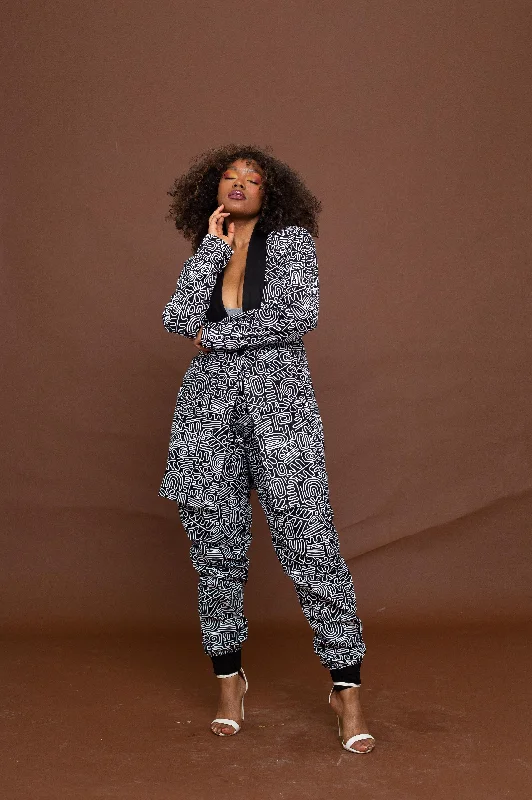 Plus Size Women's Embroidered Blazers in Floral Patterns for a Feminine TouchAdora Adire Longline Jacket | Black and White African Print Plus Size Women's Embroidered Blazers in Floral Patterns for a Feminine TouchAdora Adire Longline Jacket | Black and White African Print