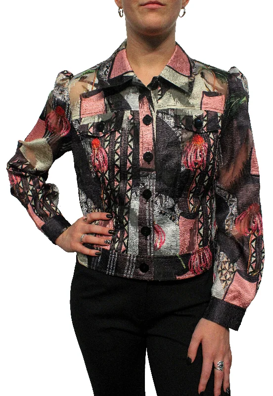 Single - Breasted Women's Tweed Blazers with Gold Buttons for a Classic LookArt Deco Cropped Jacket Single - Breasted Women's Tweed Blazers with Gold Buttons for a Classic LookArt Deco Cropped Jacket