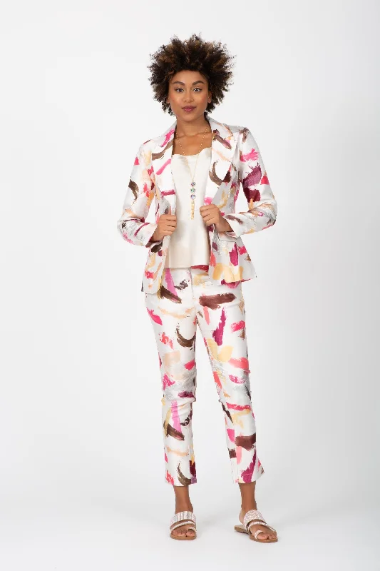 Women's Longline Linen Blazers in Pastel Colors for Summer EventsArtistic Brush Blazer Women's Longline Linen Blazers in Pastel Colors for Summer EventsArtistic Brush Blazer