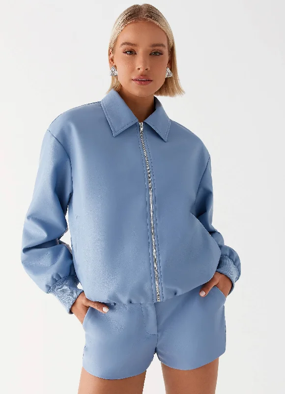 Plus Size Women's Double - Breasted Wool Blazers for Winter Office WearAspen Oversized Bomber Jacket - Blue Plus Size Women's Double - Breasted Wool Blazers for Winter Office WearAspen Oversized Bomber Jacket - Blue