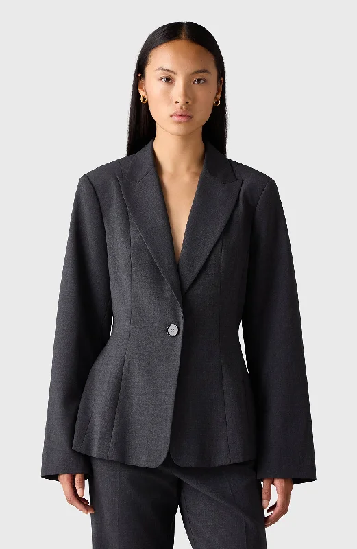 Double - Breasted Women's Leather Blazers in Taupe for an Edgy LookThe Alex Blazer