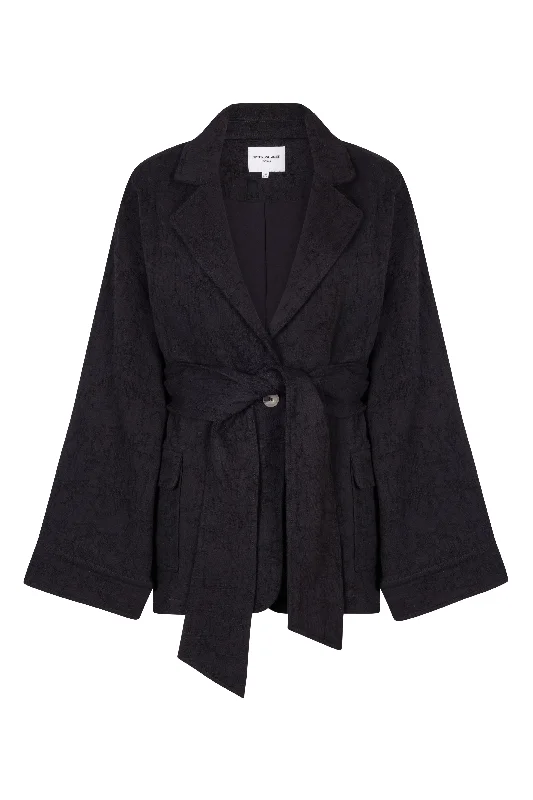 Single - Breasted Women's Tweed Blazers with Gold Buttons for a Classic Look'Paloma' Jacket - Black Single - Breasted Women's Tweed Blazers with Gold Buttons for a Classic Look'Paloma' Jacket - Black