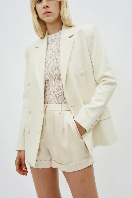 Single - Breasted Women's Tweed Blazers with Gold Buttons for a Classic LookBecky Off White Blazer Single - Breasted Women's Tweed Blazers with Gold Buttons for a Classic LookBecky Off White Blazer