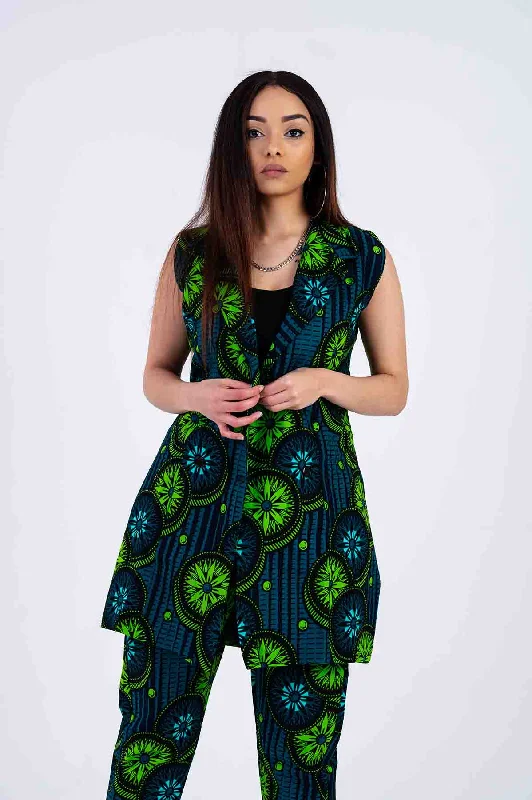Plus Size Women's Military - Inspired Blazers with Gold Accents for a Bold LookBeverly Ankara Jacket | Green African Print
