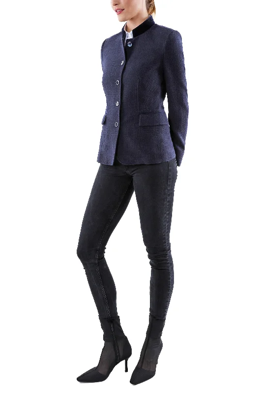 Plus Size Women's Cropped Velvet Blazers in Burgundy for a Night OutBlazer from knitted 3D-Glencheck in midnight blue Plus Size Women's Cropped Velvet Blazers in Burgundy for a Night OutBlazer from knitted 3D-Glencheck in midnight blue