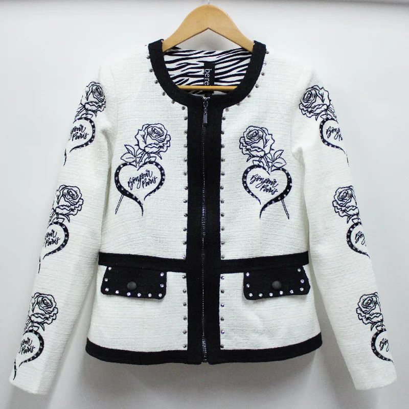 Plus Size Women's Sequin - Embellished Blazers in Silver for a Glamorous PartyBonjour Embellished Jacket Plus Size Women's Sequin - Embellished Blazers in Silver for a Glamorous PartyBonjour Embellished Jacket