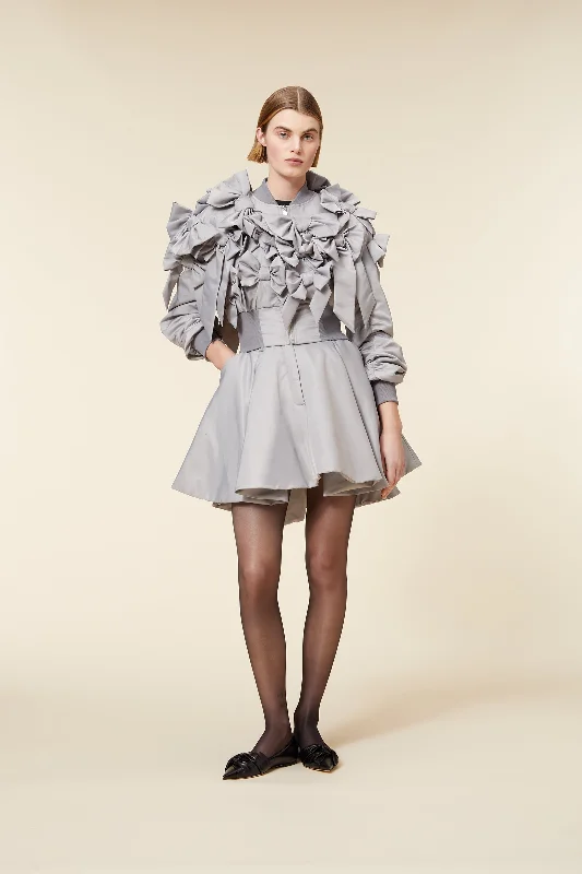 Women's Slim - Fit Blazers in Charcoal Gray for a Professional AppearanceBOW BOUQUET NYLON BOMBER