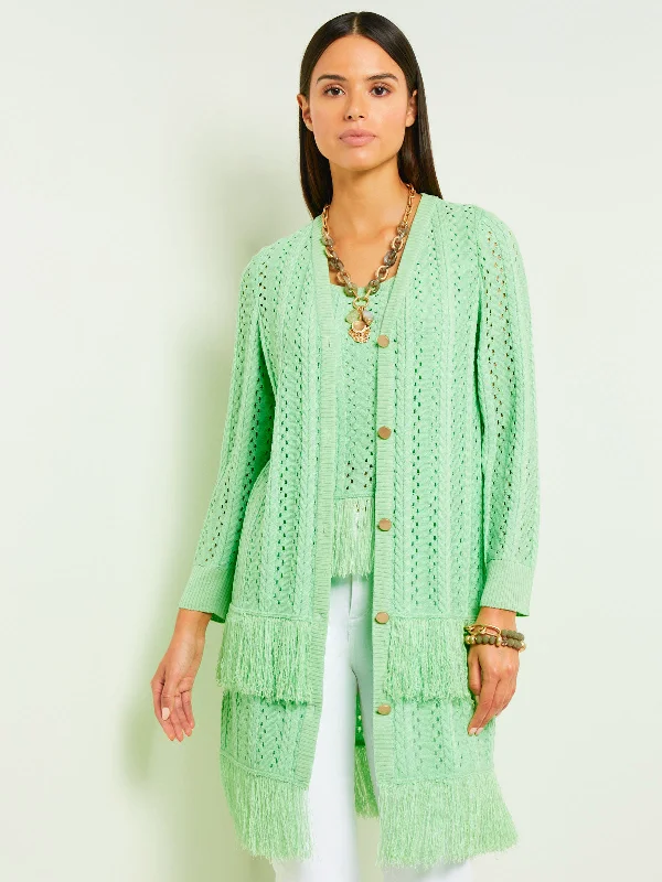 Oversized Women's Printed Blazers in Animal Patterns for a Statement PieceButton Front Jacket - Fringe Trim Pointelle Knit Oversized Women's Printed Blazers in Animal Patterns for a Statement PieceButton Front Jacket - Fringe Trim Pointelle Knit