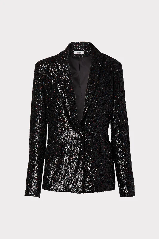 Plus Size Women's Faux Fur - Trimmed Blazers in Black for a Luxurious LookConfetti Sequin Fitted Blazer Plus Size Women's Faux Fur - Trimmed Blazers in Black for a Luxurious LookConfetti Sequin Fitted Blazer
