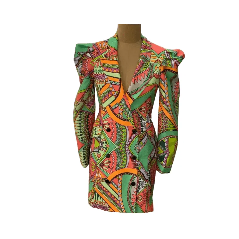 Women's Belted Blazers in Camel Color for a Sophisticated OutfitGreen Aztec Puff Sleeves Blazer Dress Women's Belted Blazers in Camel Color for a Sophisticated OutfitGreen Aztec Puff Sleeves Blazer Dress