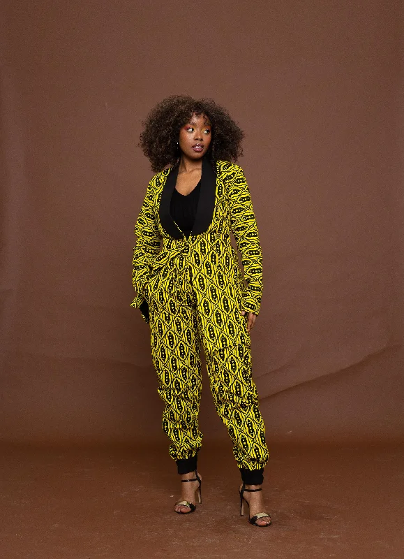 Women's Peplum Blazers in Emerald Green for a Stylish Work AttireAstrid Ankara Long Jacket | Yellow African Print Women's Peplum Blazers in Emerald Green for a Stylish Work AttireAstrid Ankara Long Jacket | Yellow African Print