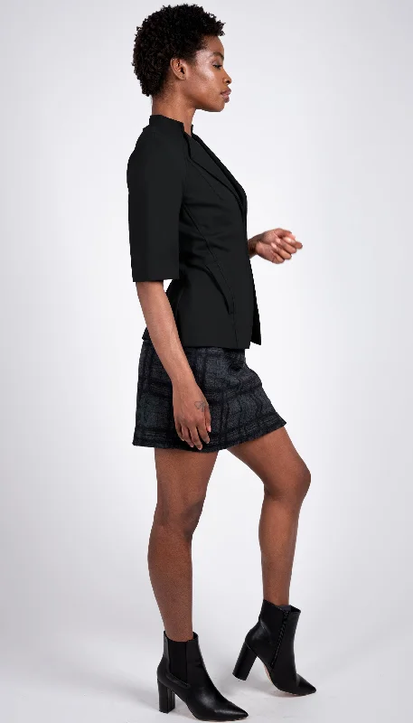 Double - Breasted Women's Leather Blazers in Taupe for an Edgy LookMinimal Blazer/ Black Double - Breasted Women's Leather Blazers in Taupe for an Edgy LookMinimal Blazer/ Black