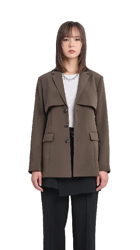 Women's Longline Linen Blazers in Pastel Colors for Summer EventsCut Out Blazer