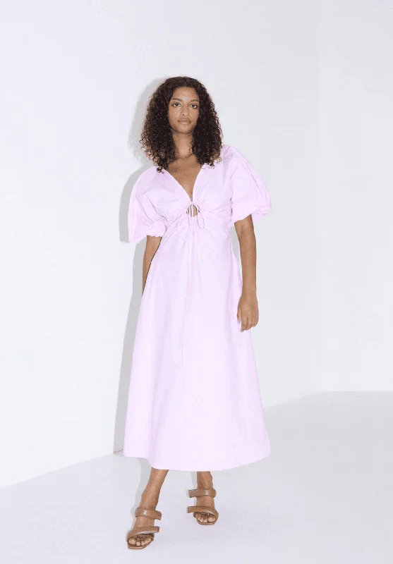Plus Size Women Dress with a Flattering A - Line Cut for Comfort and StyleDonovan Tie Dress - Pink Plus Size Women Dress with a Flattering A - Line Cut for Comfort and StyleDonovan Tie Dress - Pink