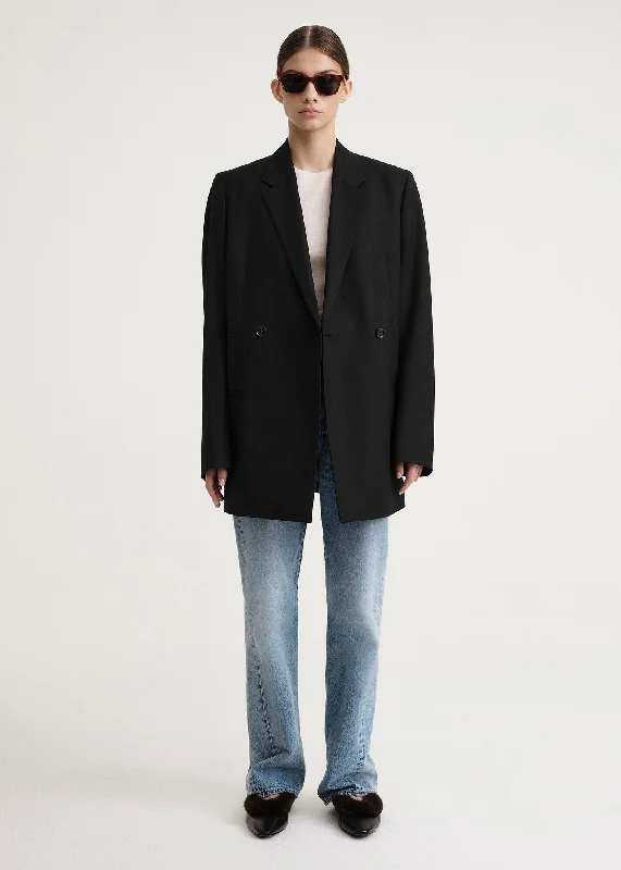 Double - Breasted Women's Polyester Blazers in Bright Colors for a Fun StyleDouble-breasted vent blazer black Double - Breasted Women's Polyester Blazers in Bright Colors for a Fun StyleDouble-breasted vent blazer black